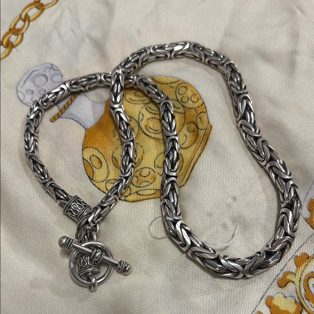 Silver Chain Necklace with Toggle Clasp